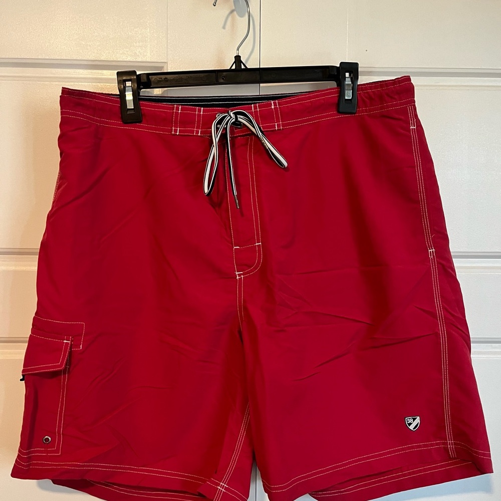 Men’s Daniel Cremieux Red Board Shorts with Contrast Stitching